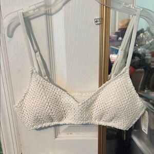 Aerie White (medium)crochet swim bikini top nwt